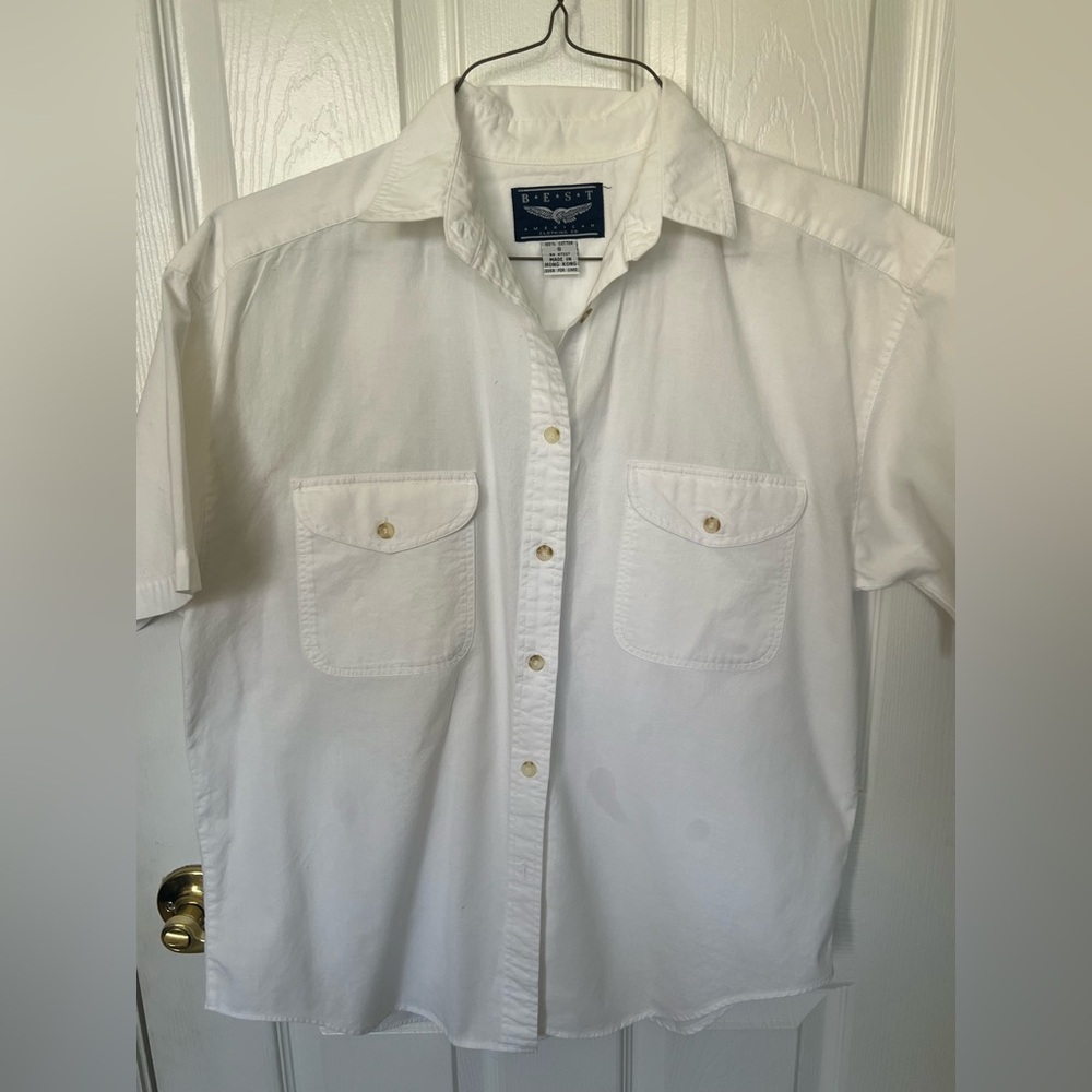 Vtg BEST AMERICAN Clothing Co.Women's White Button Down Shirt % Cotton Sz S